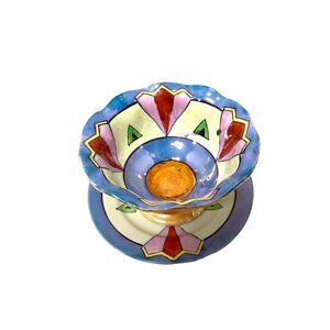 TT  Takito Hand Painted Japan Footed Scalloped Edge Luster Ware Bowl & Plate